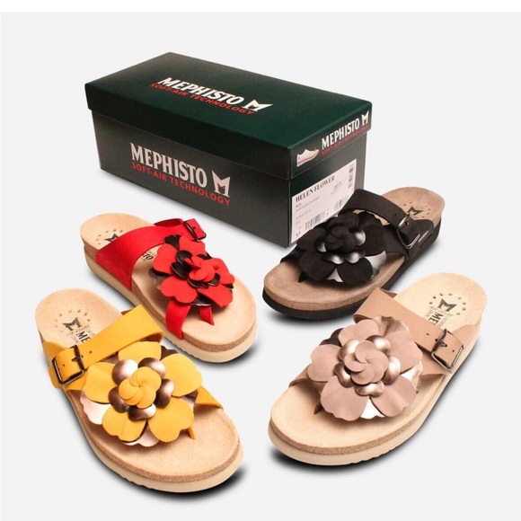 Mephisto Helen Flower Red Nubuck Comfort Sandal Women's sizes 38 US8 gently used - Picture 5 of 16